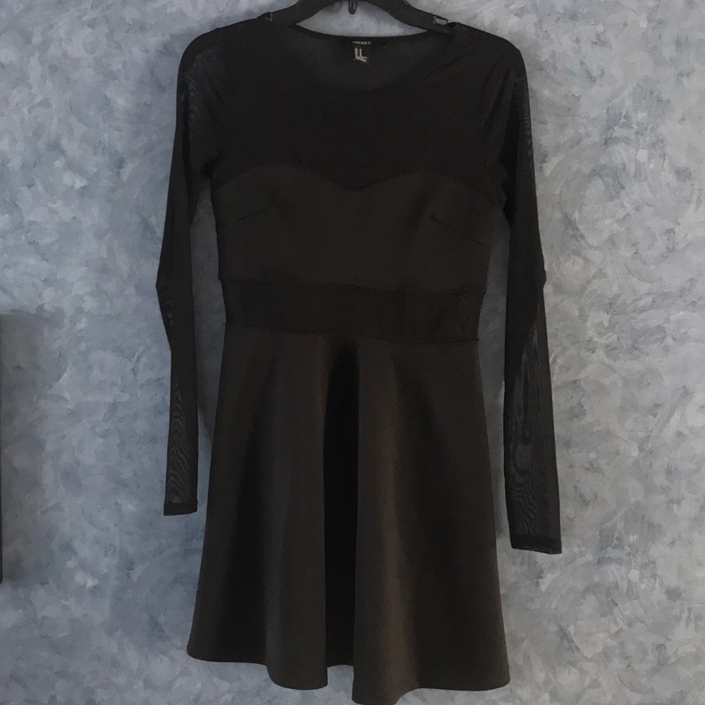 Black dress with sheer sleeves